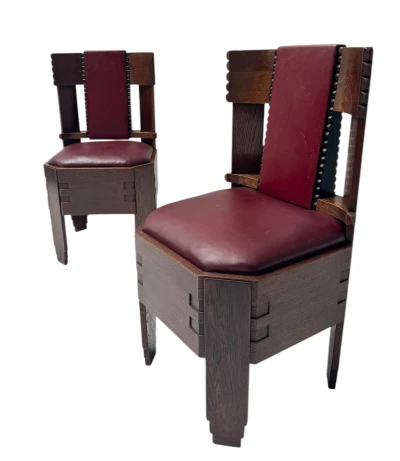 Two Art Deco Amsterdamse School Side Chairs Eibink & Snellebrand Style, 1920s